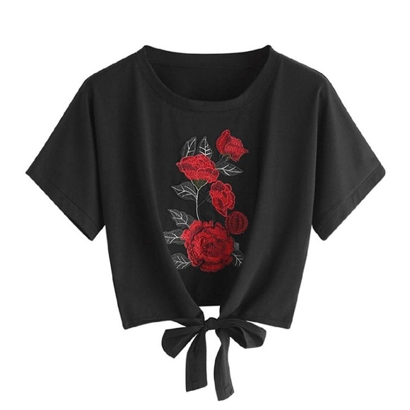 Topunder Tops - NWOT Black Tie Crop Top